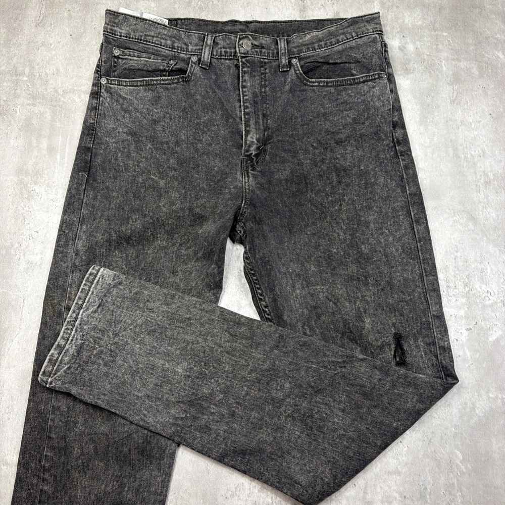 Levis 522 Men's Size 34Wx34L Slim Fit Tapered Leg Denim Jeans Black Stretch USA